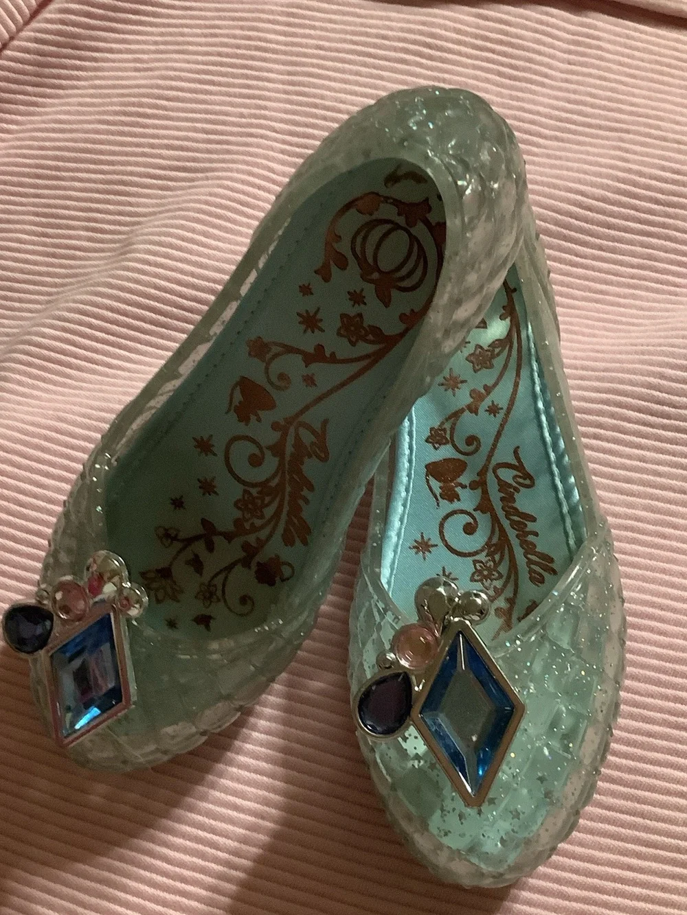 Disney Clear Jelly Flats with Blue, Pink and Purple Gem Accents